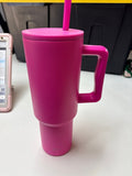 Pink Insulated Tumbler with Straw