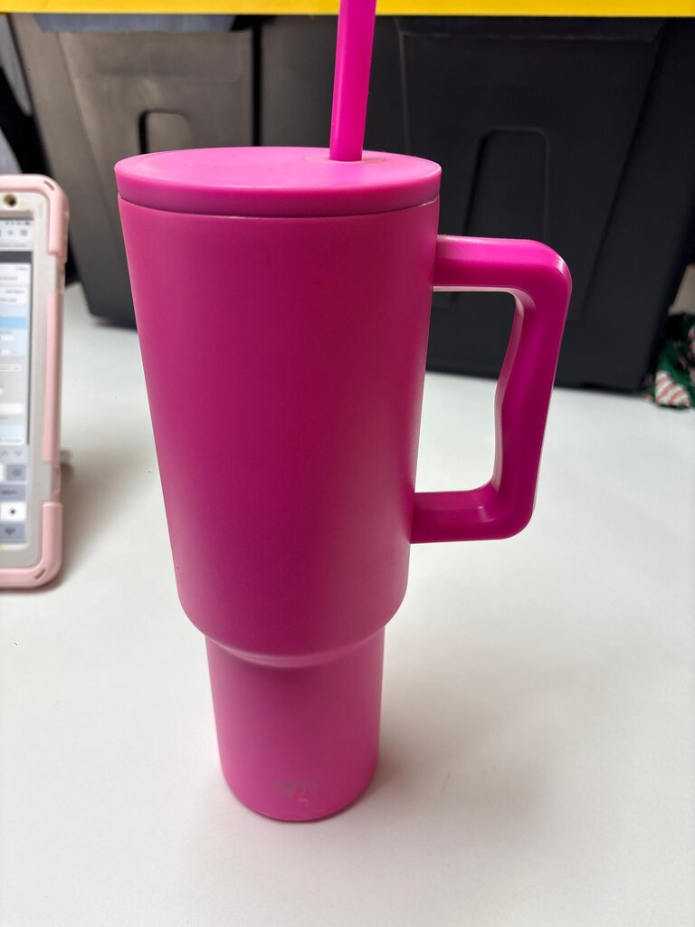 Pink Insulated Tumbler with Straw