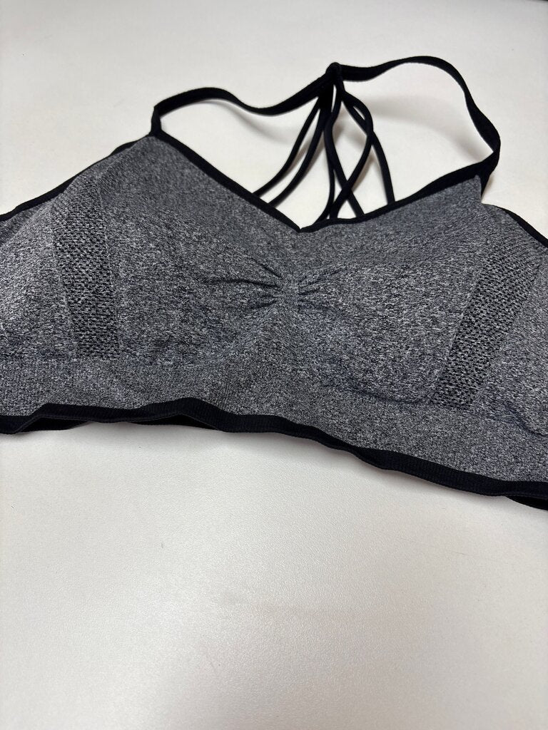 Women's Gray Sports Bra with Strappy Back