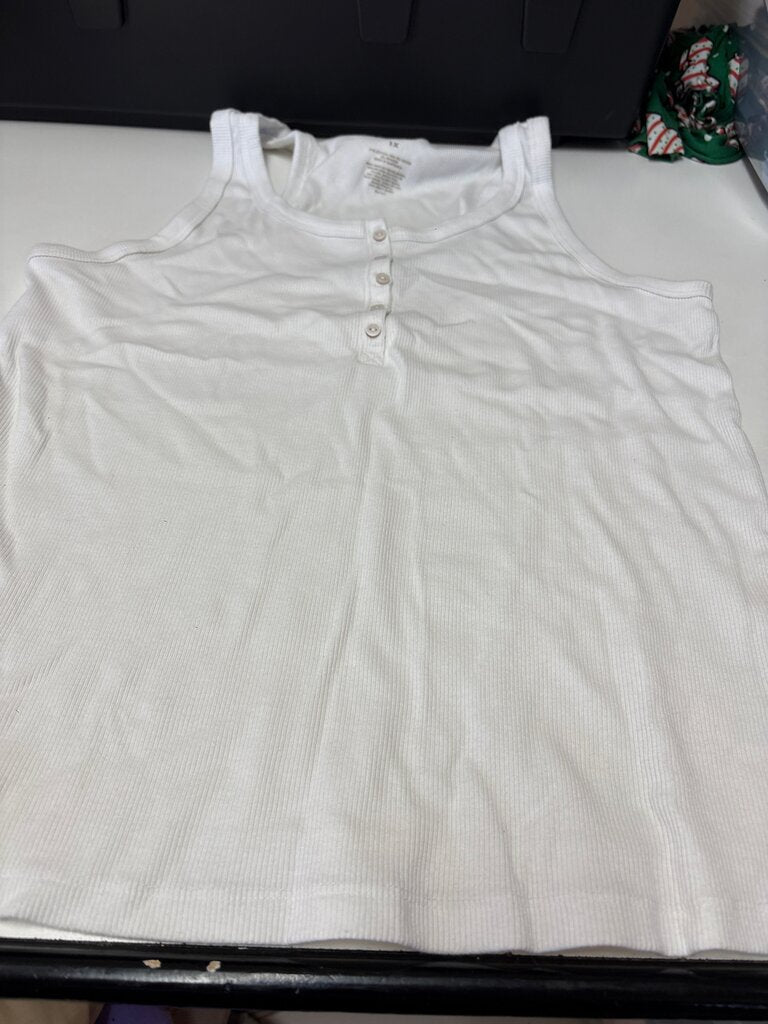 SO Women's White Sleeveless Henley Tank Top
