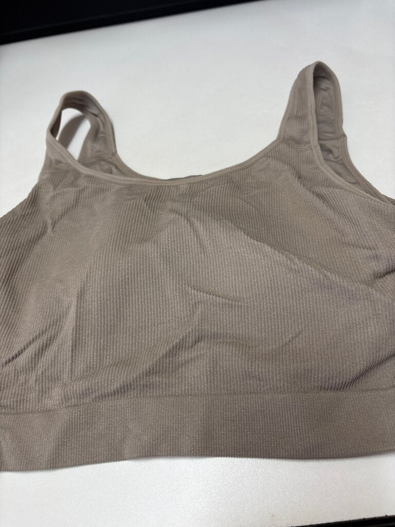 Ribbed Sports Bra in Taupe