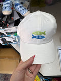 White Cap with Fish Embroidery