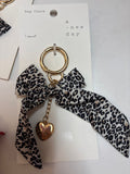 Leopard Print Bag Charm with Heart Pendant