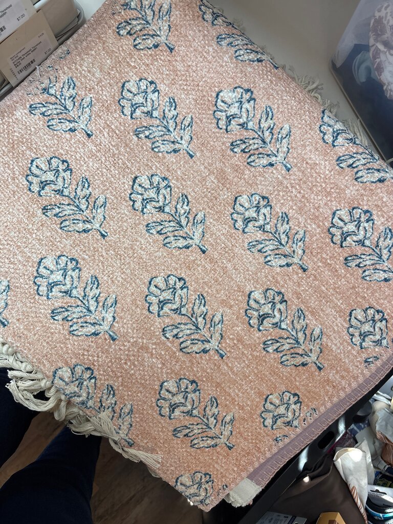 Pink and Blue Floral Decorative Throw