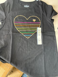 Girls' Black Heart Striped T-Shirt