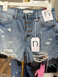 Light Blue High-Waisted Denim Shorts