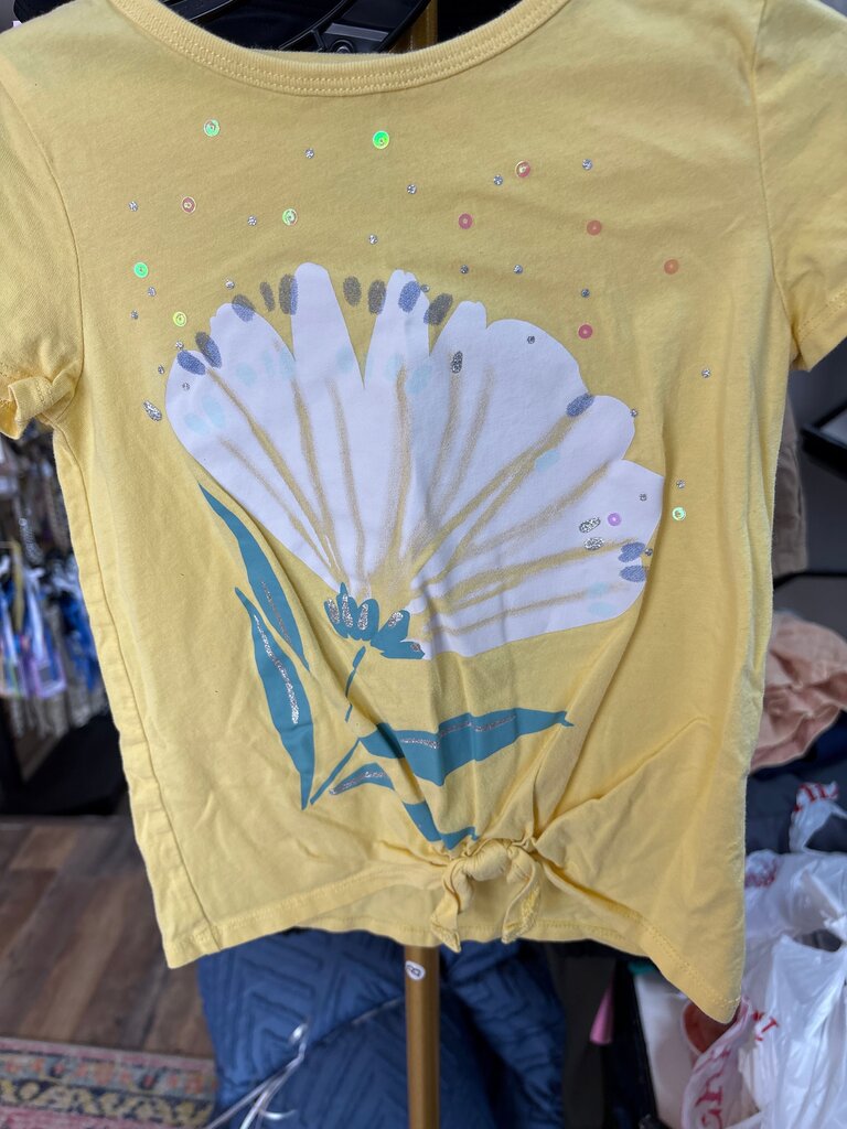 Yellow Flower Print Girls T-Shirt