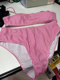Pink Striped Bikini Set