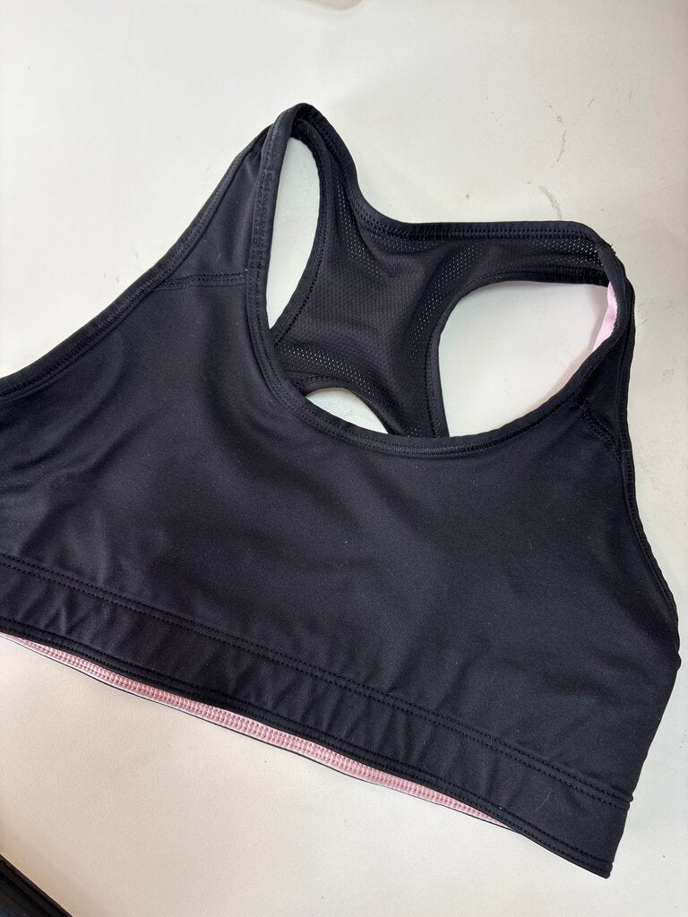 Black Sports Bra with Pink Accents