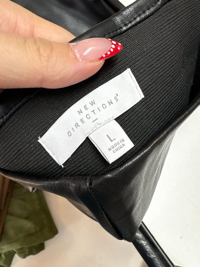 New Directions Black Faux Leather Pants