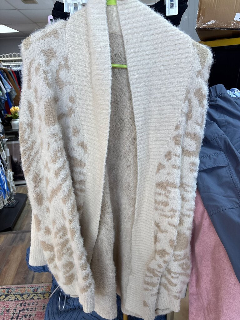 Beige Patterned Cardigan Sweater
