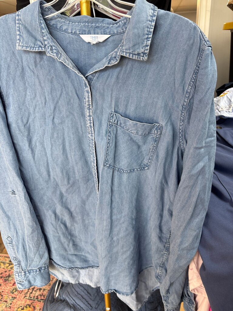 Light Blue Denim Button-Up Shirt