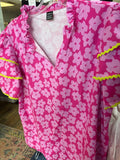 Pink Floral Ruffled Top