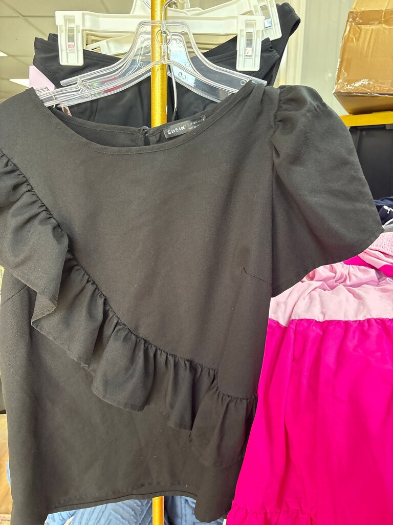 Shein Black Ruffle Top