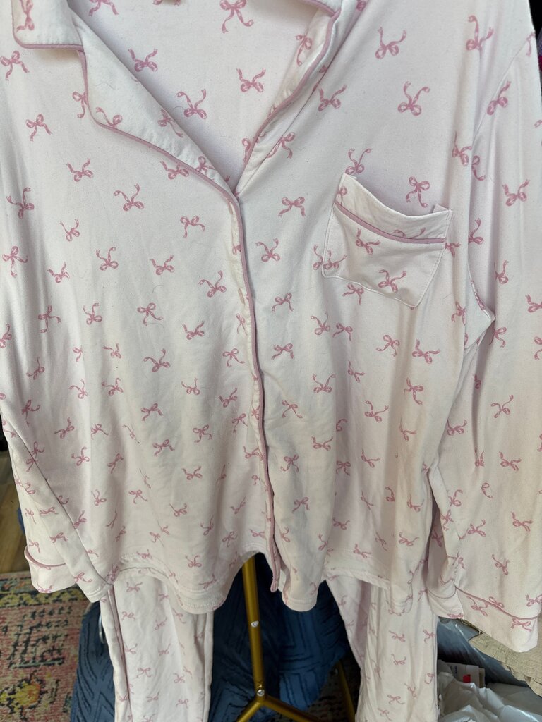 Pink Bow Print Pajama Set