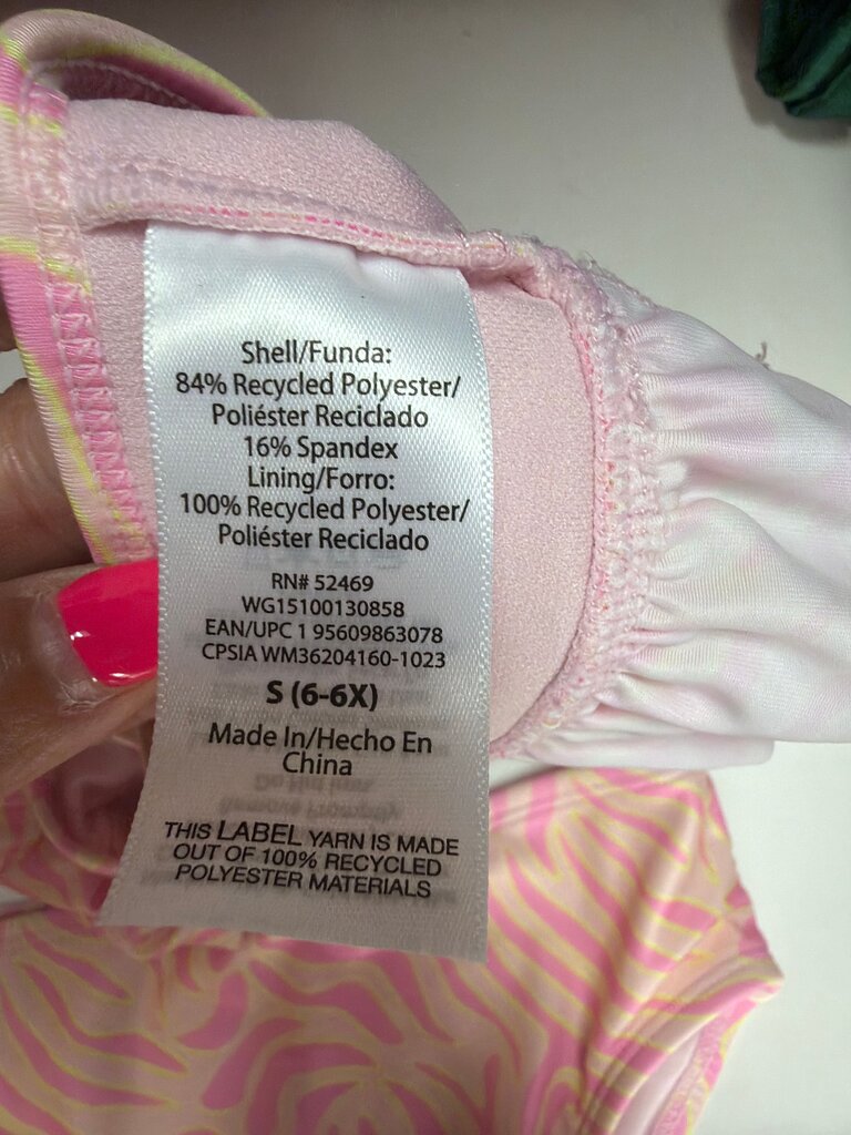 Girls Pink Zebra Print Swimsuit Set