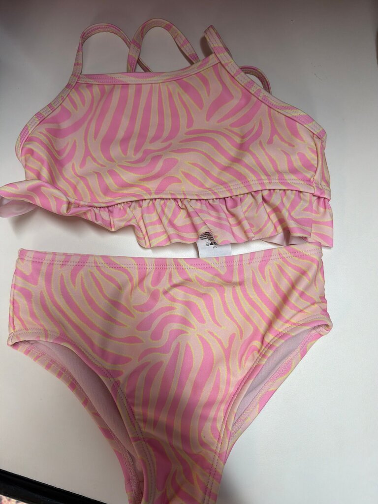 Girls Pink Zebra Print Swimsuit Set