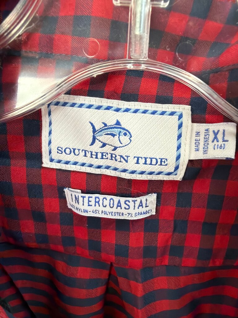 Southern Tide Intercoastal XL Red Checkered Shirt