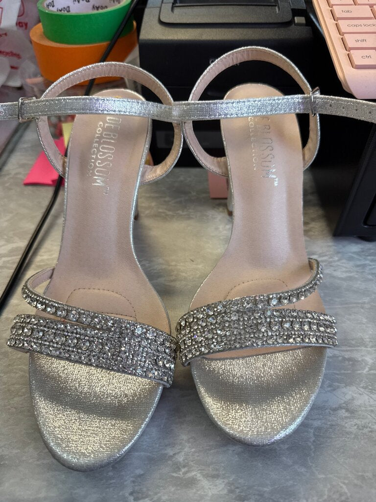 Silver Strappy High Heel Sandals