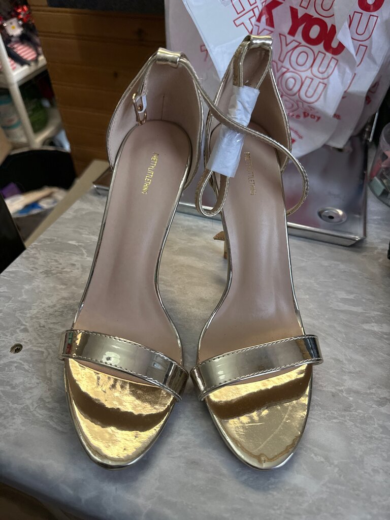 Gold Strappy High Heels