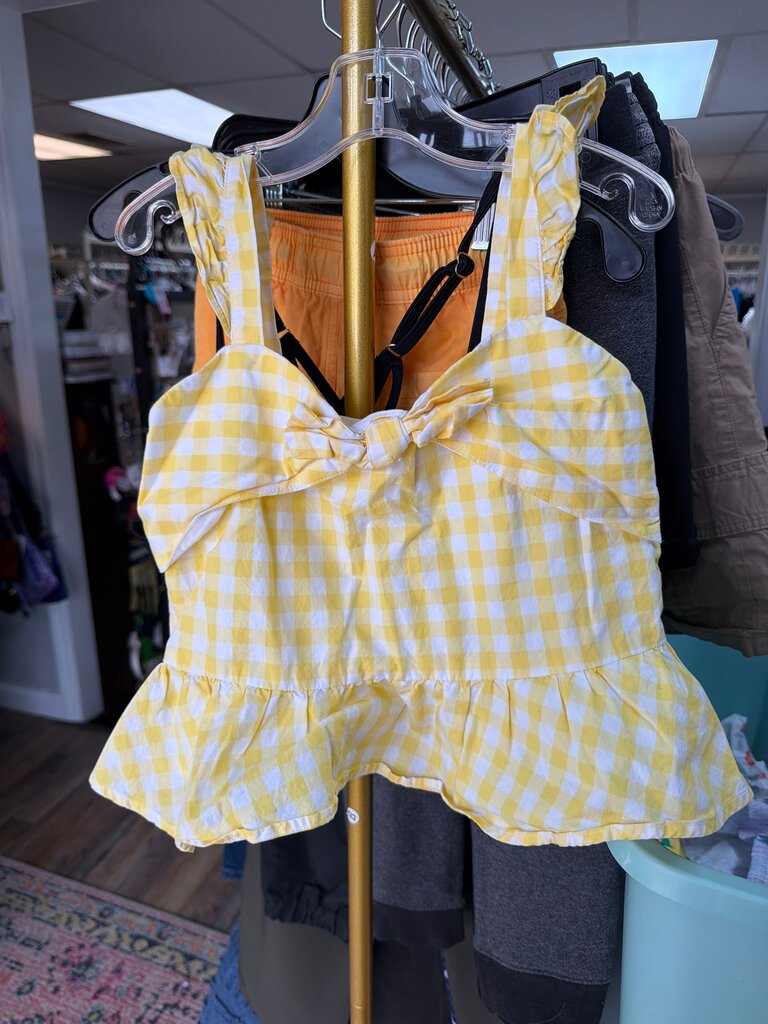 Yellow Gingham Peplum Top
