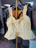 Yellow Gingham Peplum Top
