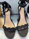Black Scalloped Strap Sandals