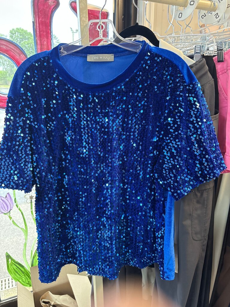Pixi and Ivy Blue Sequin Top