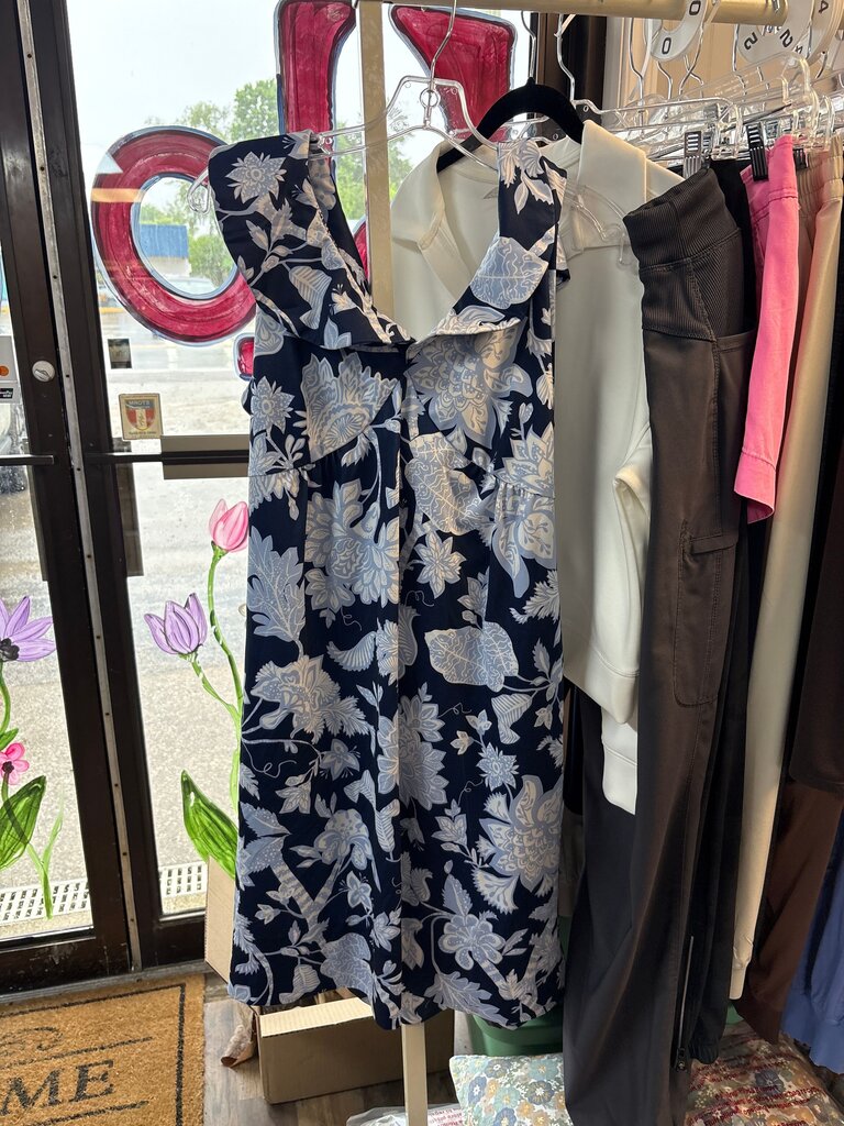 Navy Floral Print Dress