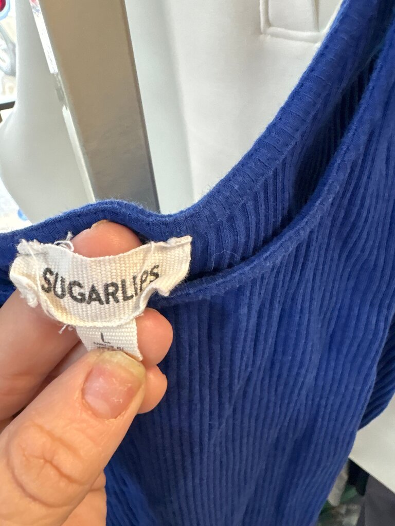 Sugar Lips Blue Ribbed Crop Top