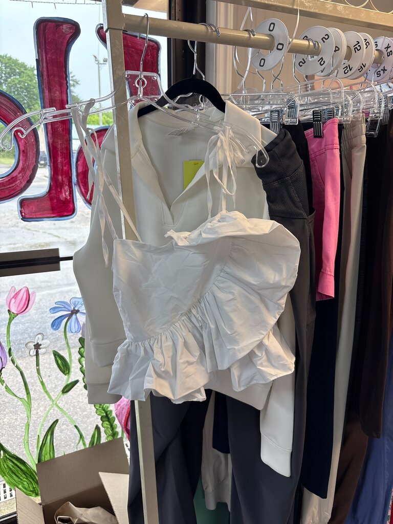 Buddy Love White Ruffle Crop Top