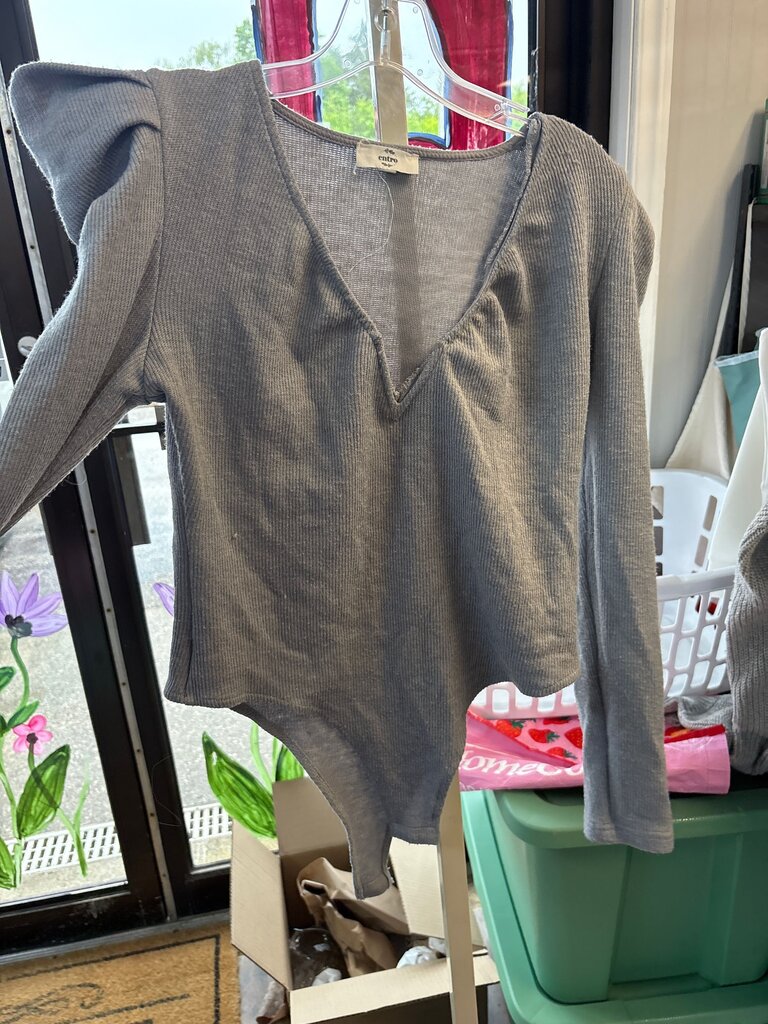 Entro Gray Long Sleeve Bodysuit