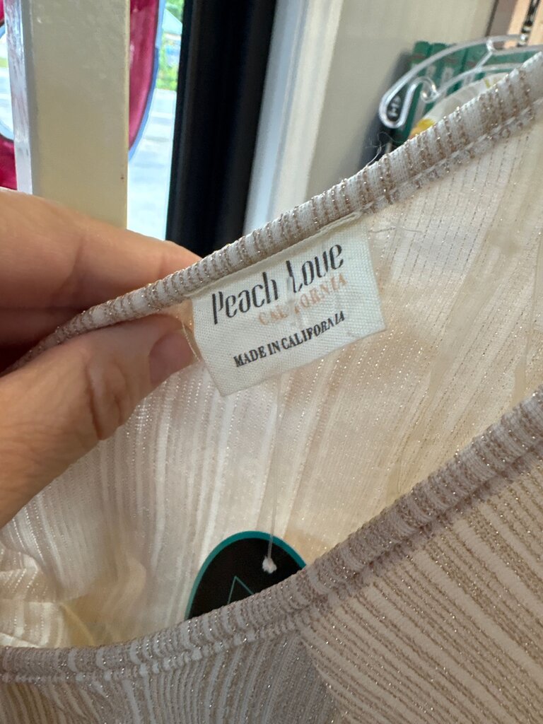 Peach Love California Light Beige Striped Blouse