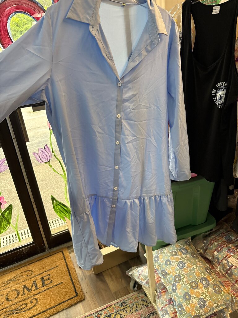 Light Blue Button-Up Dress