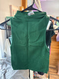 Green Ribbed Mock Neck Crop Top