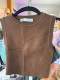 ZARA Brown Sleeveless Top