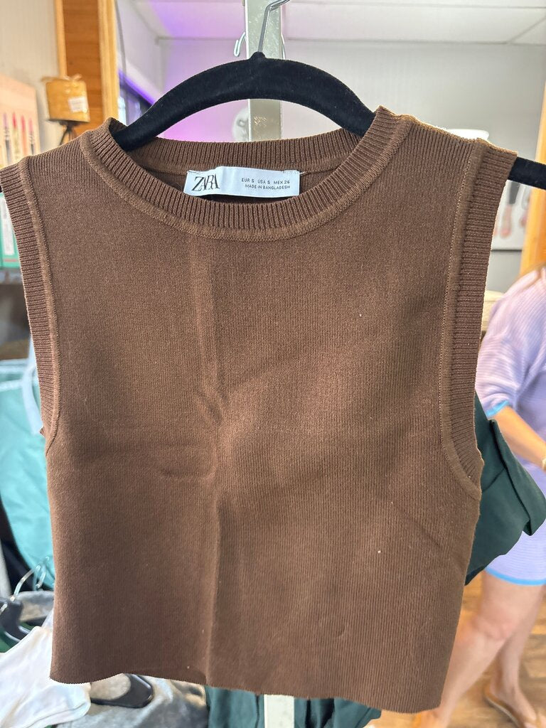 ZARA Brown Sleeveless Top