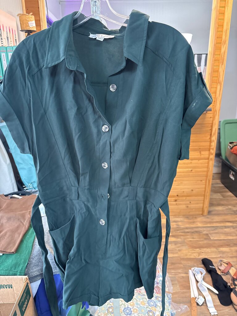 She + Sky Green Button-Up Romper