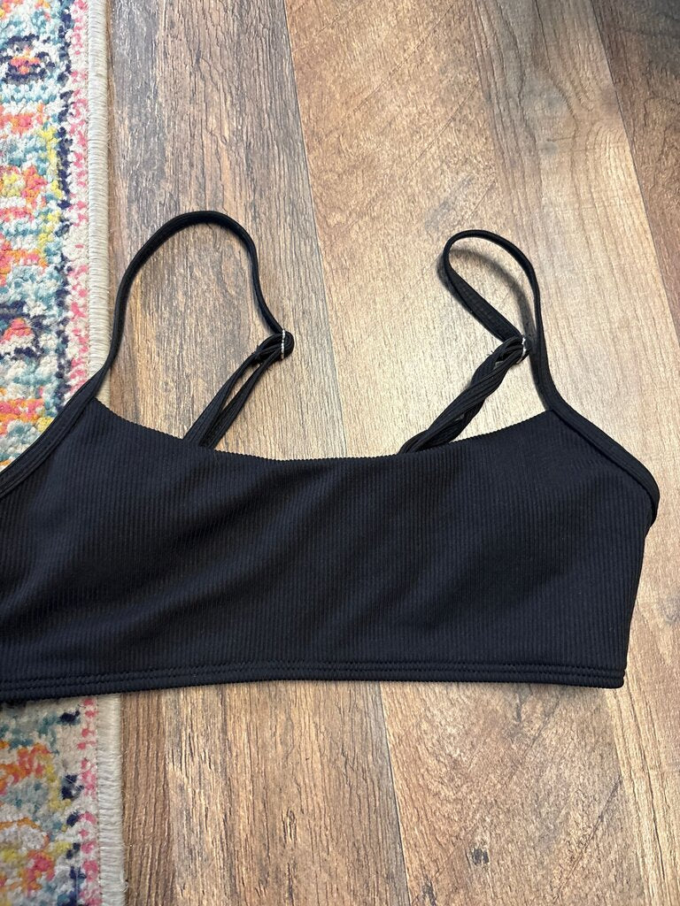 Black Ribbed Crop Top