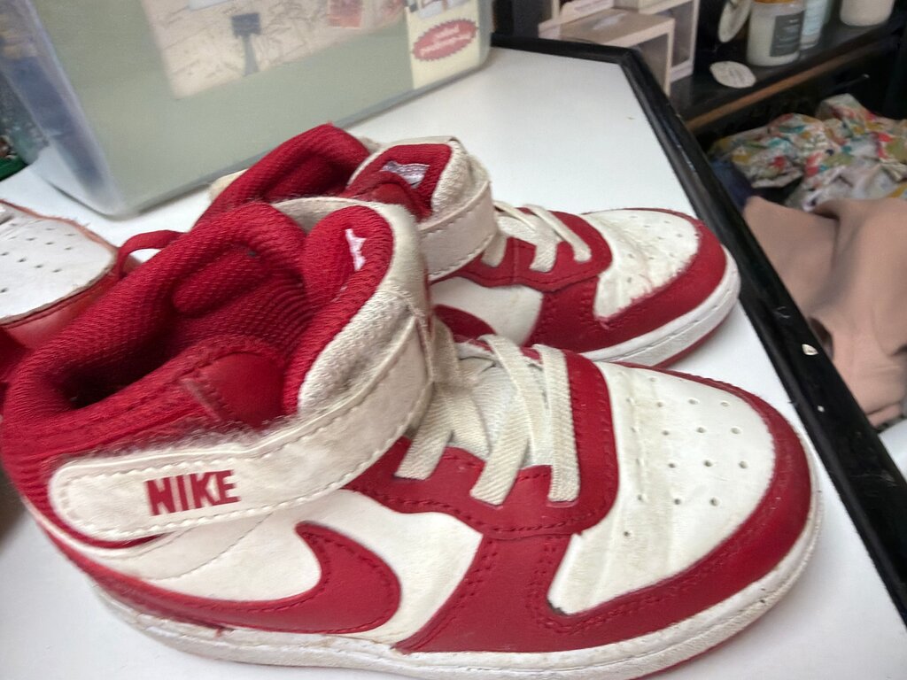Nike Kids' Red and White High-Top Sneakers