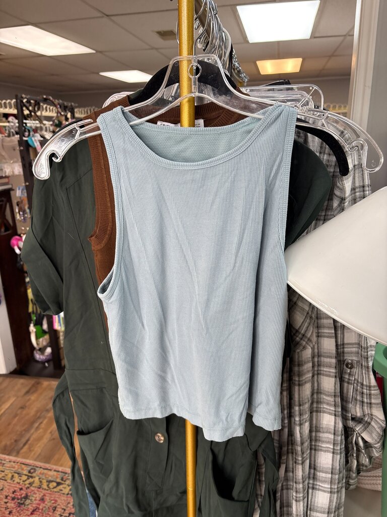 Light Blue Ribbed Tank Top
