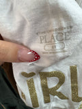 Child's White Tank Top with Gold Glitter Text