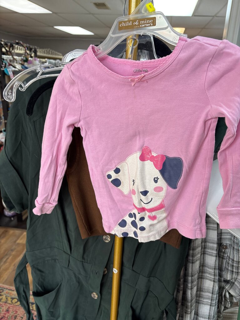 Little Me Pink Long Sleeve Shirt with Dog Design