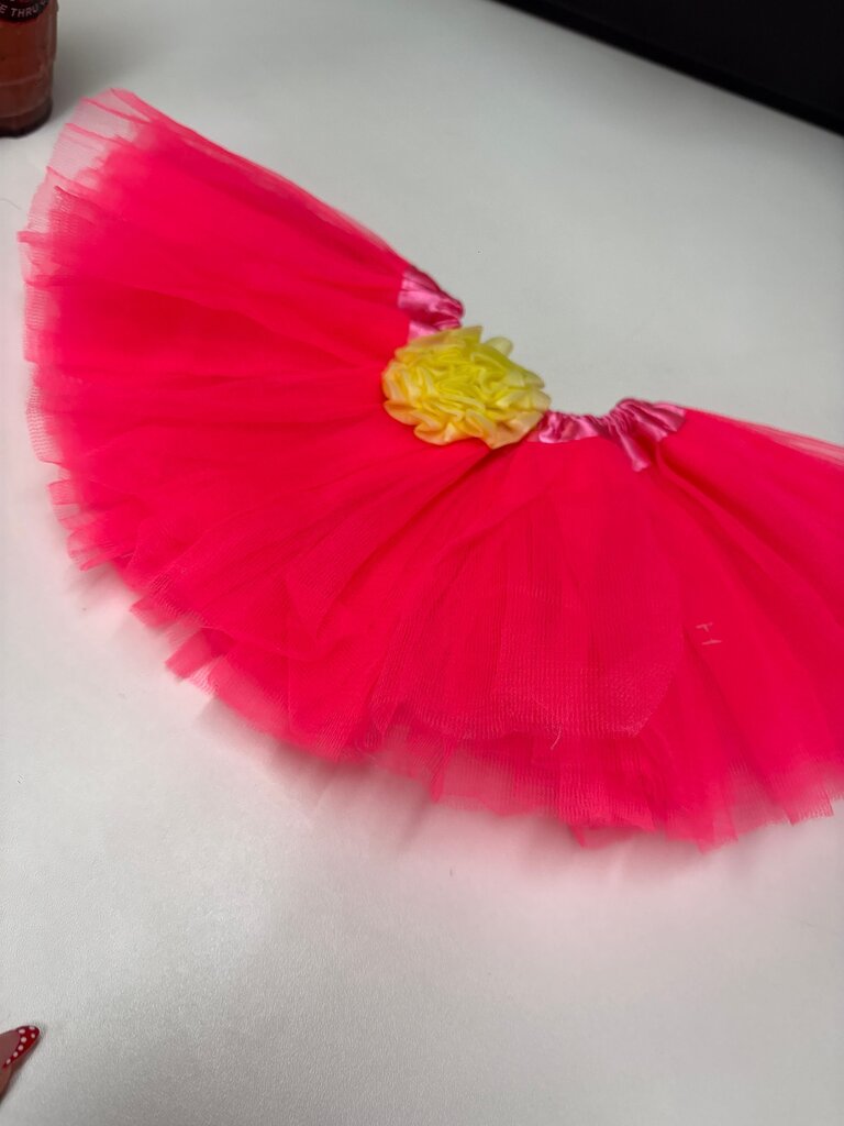 Bright Pink Tutu Skirt with Yellow Flower