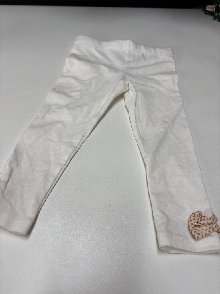 Girls White Leggings with Decorative Bow