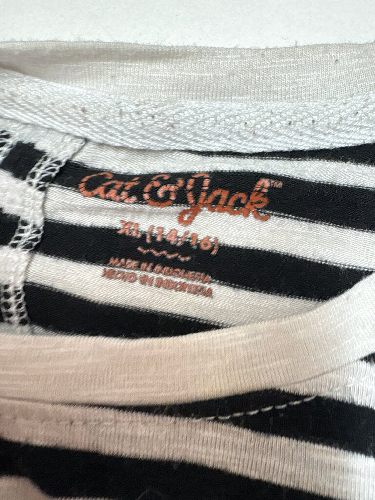 Cat & Jack Black and White Striped T-Shirt
