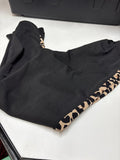 Black Leggings with Leopard Print Detail