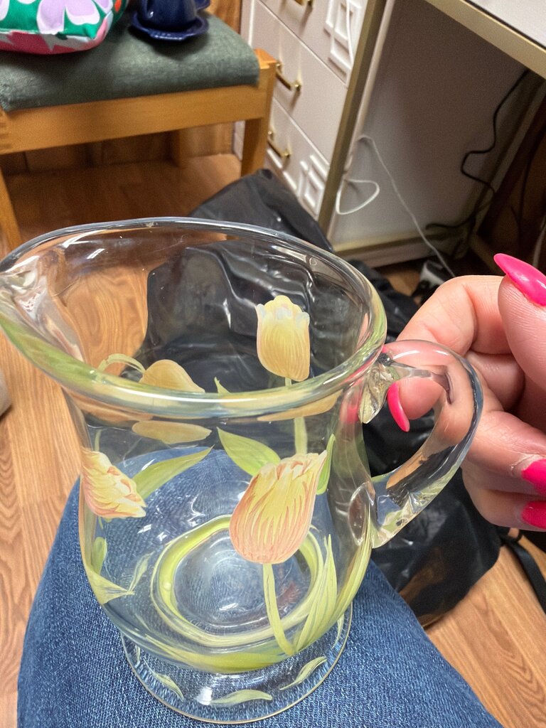 Floral Glass Pitcher
