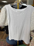 CATO Women's White Short Sleeve Top with Lace Sleeves