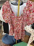 Floral Print Gathered Top